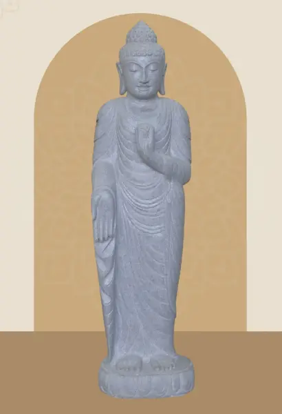 Product image 1 of the product “Standing Buddha with Lotus Flower, ca. 120 cm H ”
